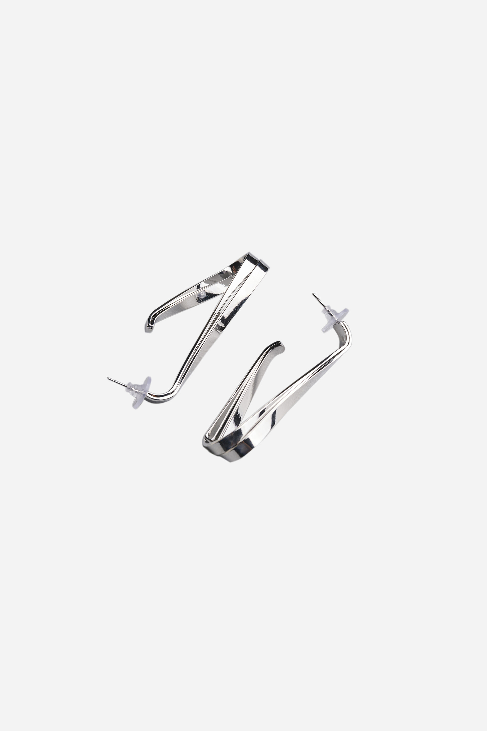 Silver Edgy Earrings, , image 2